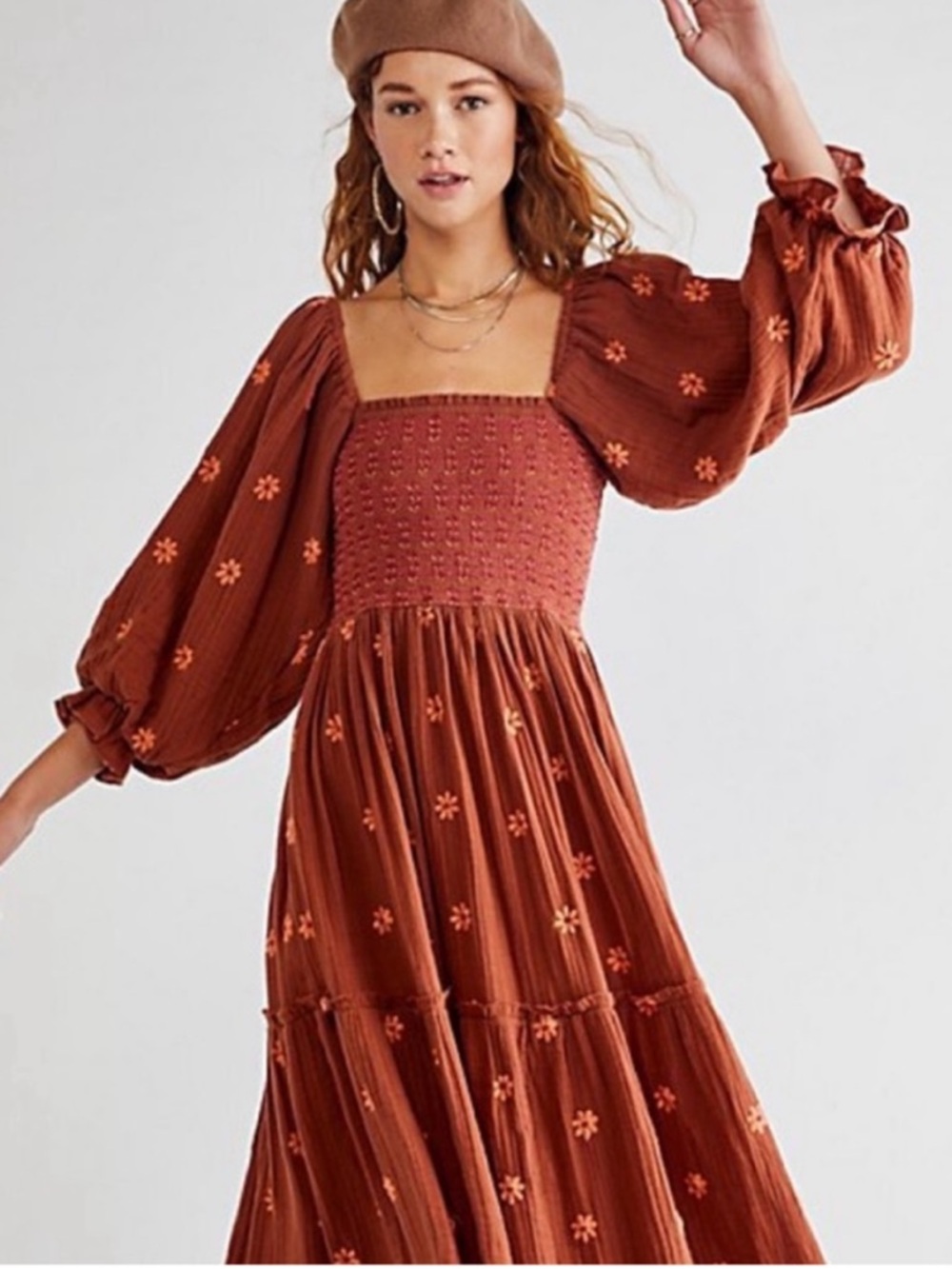 Free People Dahlia Embroidered Dress - Medium